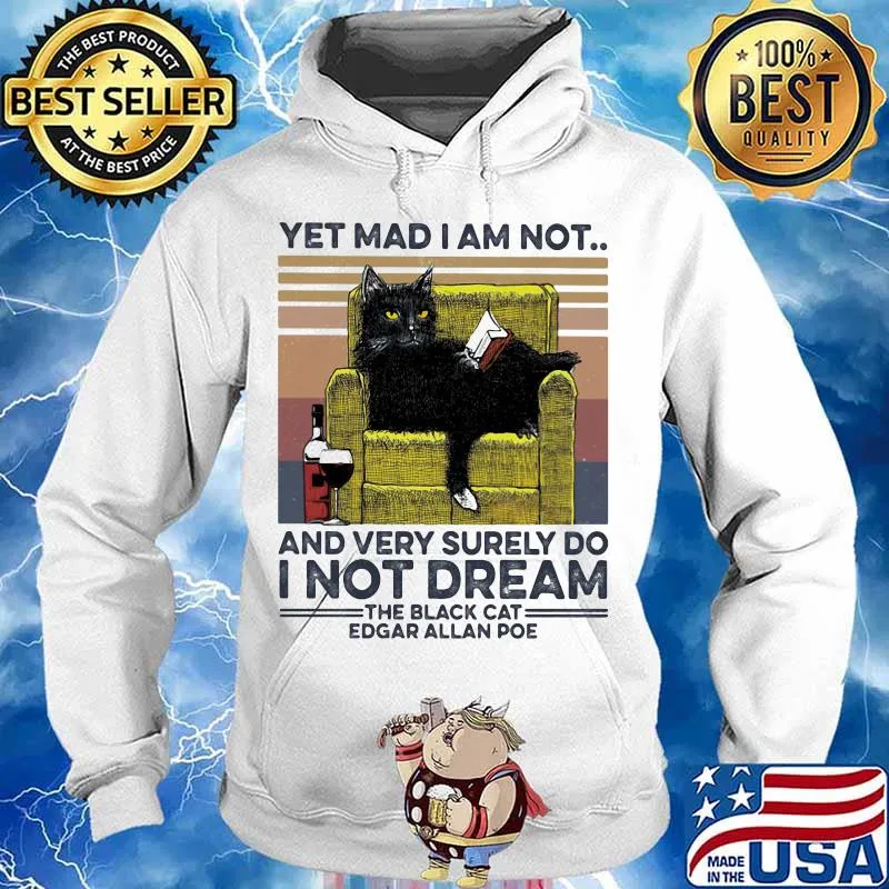 Yet mad i am not and very surely do i not dream the black cat edgar allan poe vintage retro s Hoodie