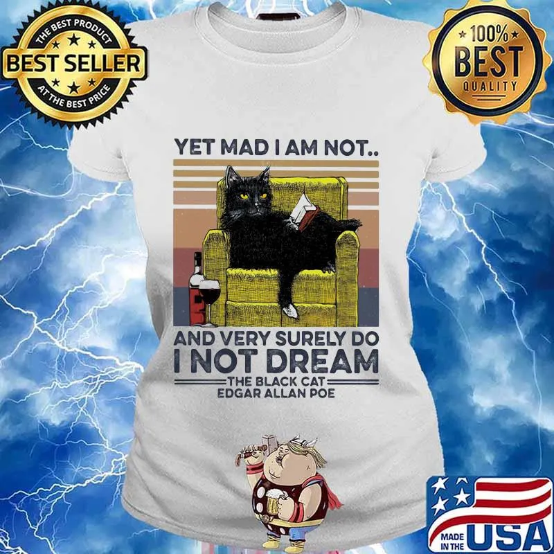 Yet mad i am not and very surely do i not dream the black cat edgar allan poe vintage retro s Ladies tee