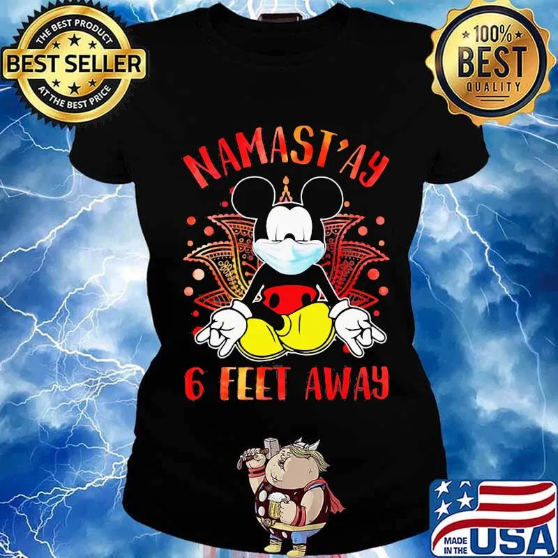 Yoga chill mickey mouse mask namastay 6 feet away s Ladies tee