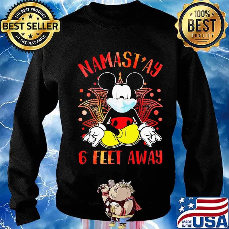 Yoga chill mickey mouse mask namastay 6 feet away s Sweater