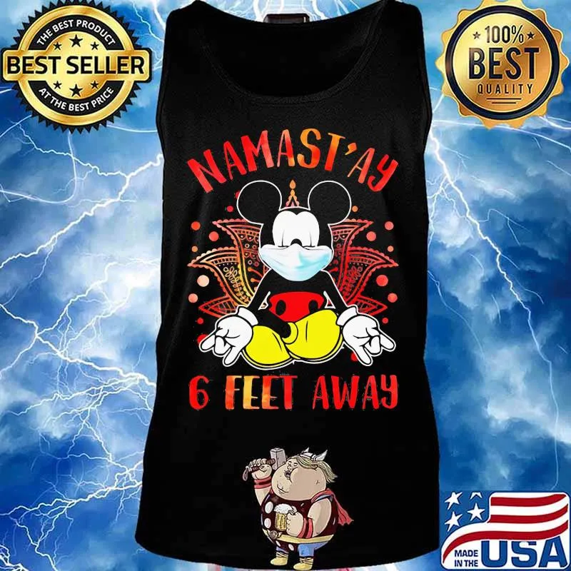 Yoga chill mickey mouse mask namastay 6 feet away s Tank top