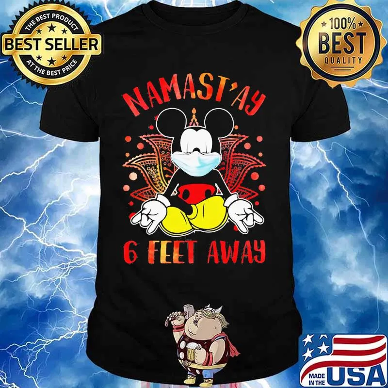Yoga chill mickey mouse mask namastay 6 feet away shirt