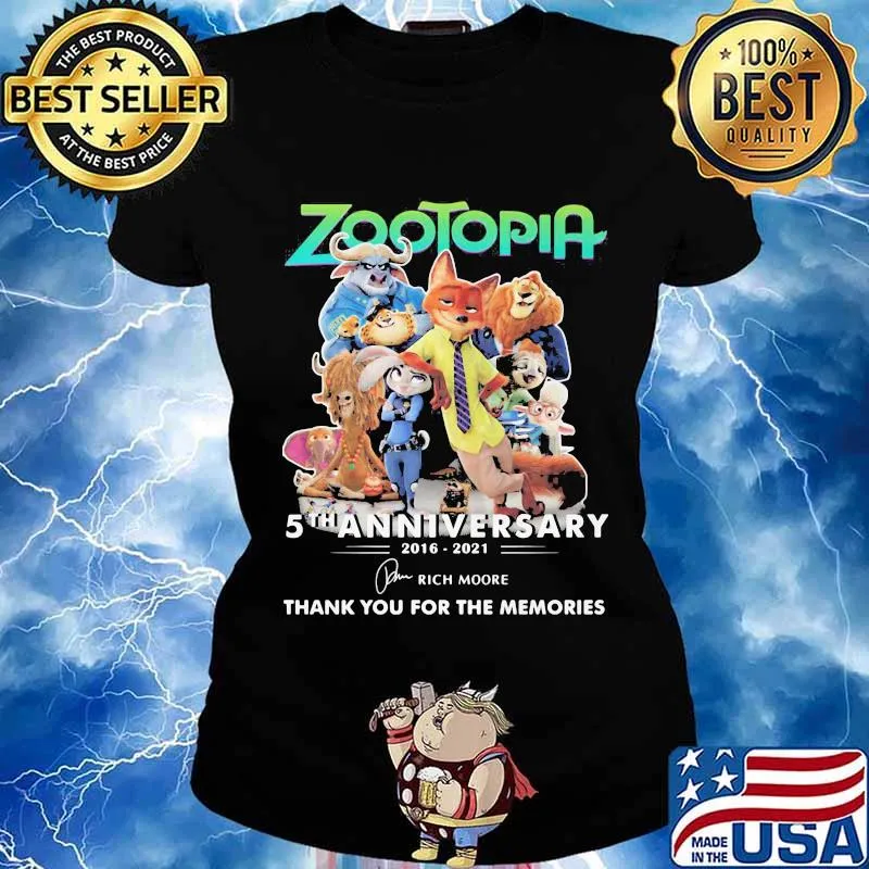 Zootopia 5th anniversary 2016 2020 thank for the memories signatures s Ladies tee