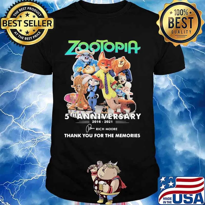 Zootopia 5th anniversary 2016 2020 thank for the memories signatures shirt