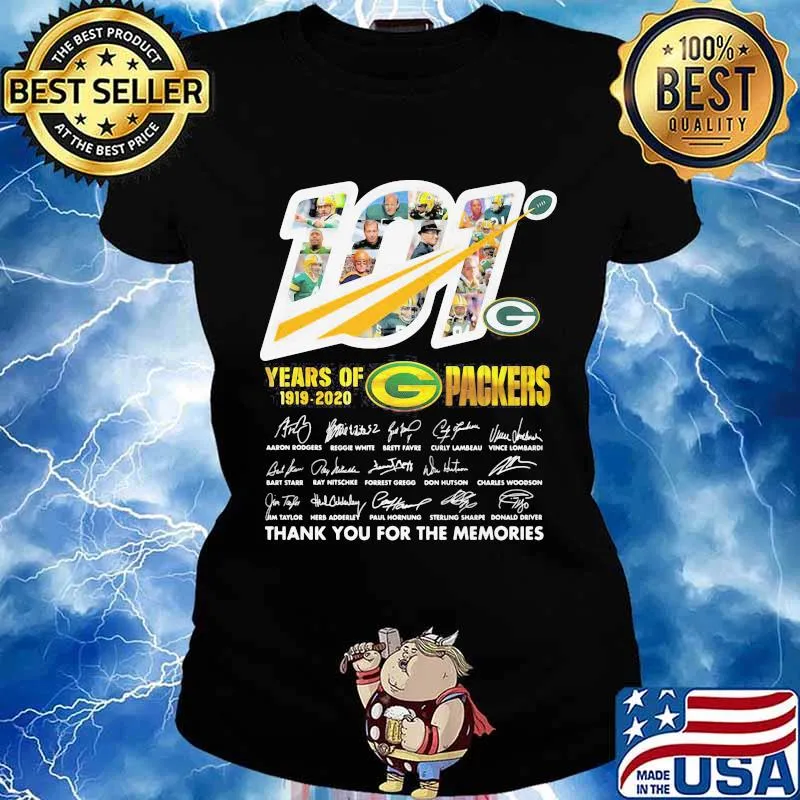 101 years of 1919 2020 green bay packers thank for the memories signatures s Ladies tee