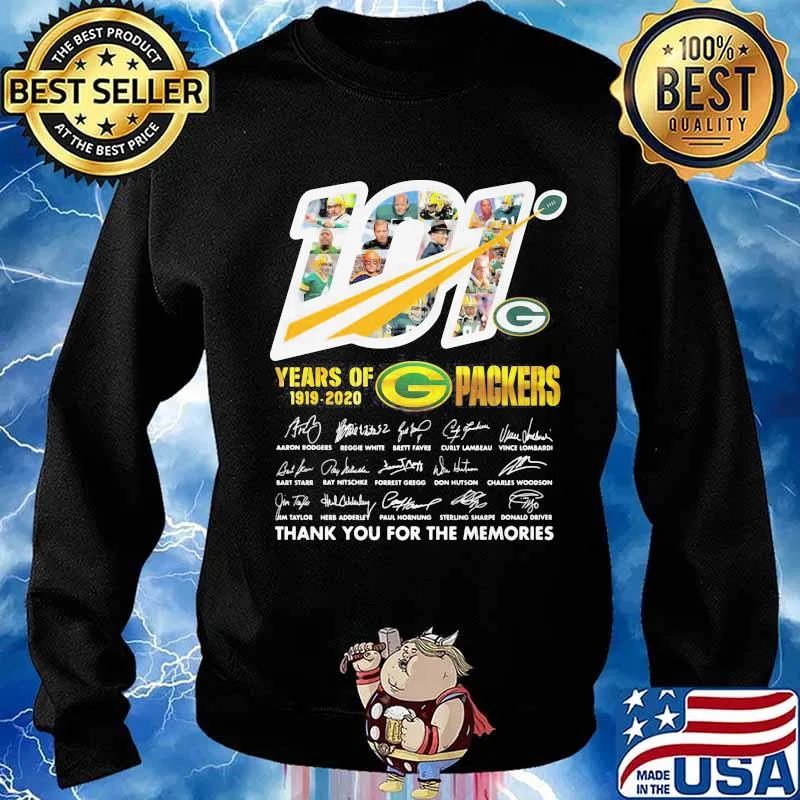 101 years of 1919 2020 green bay packers thank for the memories signatures s Sweater