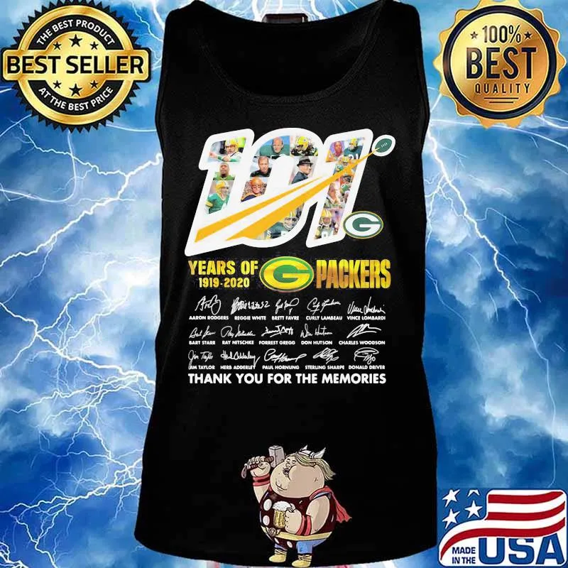 101 years of 1919 2020 green bay packers thank for the memories signatures s Tank top