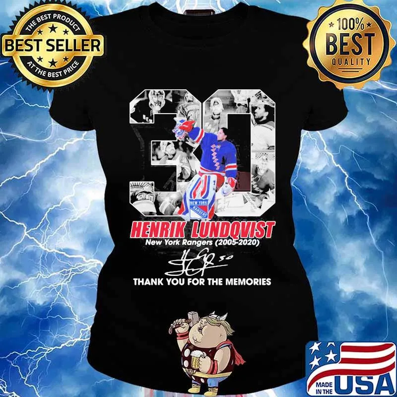 30 henrik lundqvist new york rangers 2005 2020 thank for the memories signature s Ladies tee