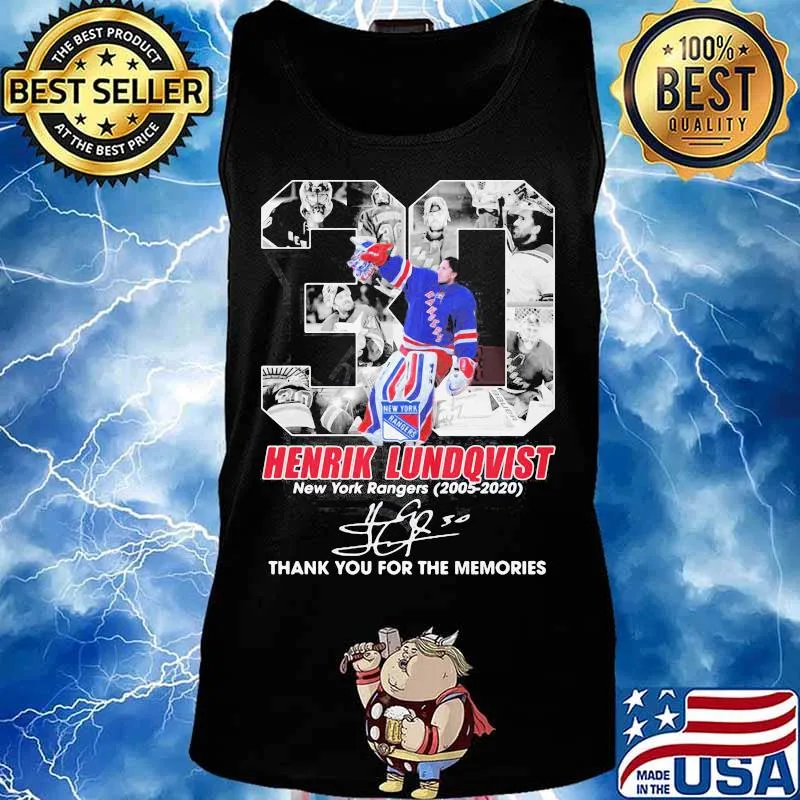 30 henrik lundqvist new york rangers 2005 2020 thank for the memories signature s Tank top