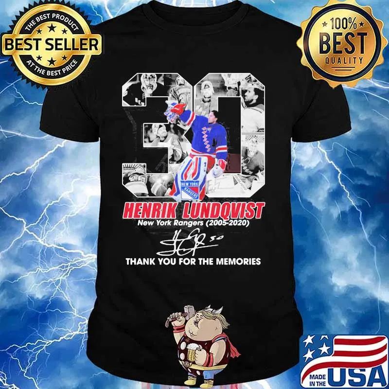 30 henrik lundqvist new york rangers 2005 2020 thank for the memories signature shirt