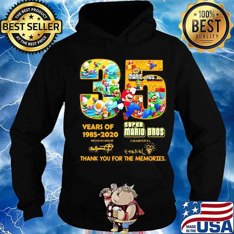 35 years of 1985 2020 super mario bros thank for the memories signatures s Hoodie