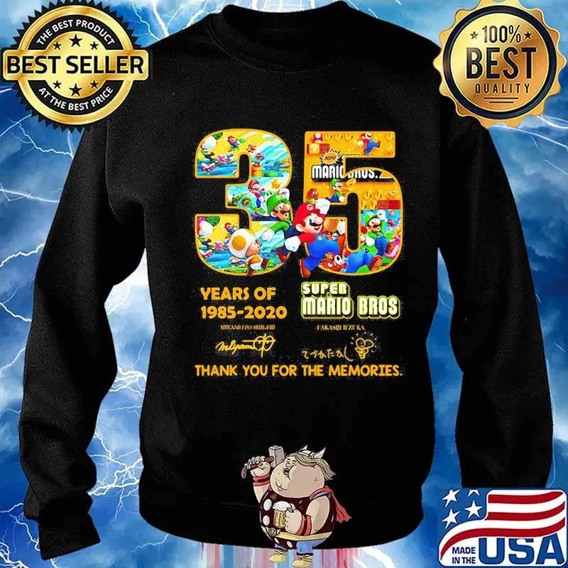 35 years of 1985 2020 super mario bros thank for the memories signatures s Sweater