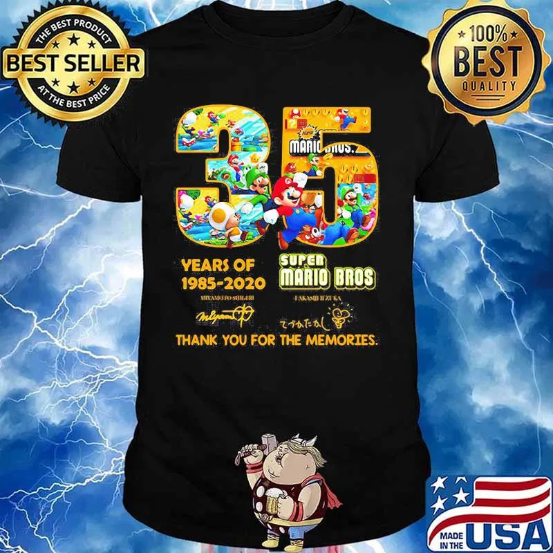 35 years of 1985 2020 super mario bros thank for the memories signatures shirt