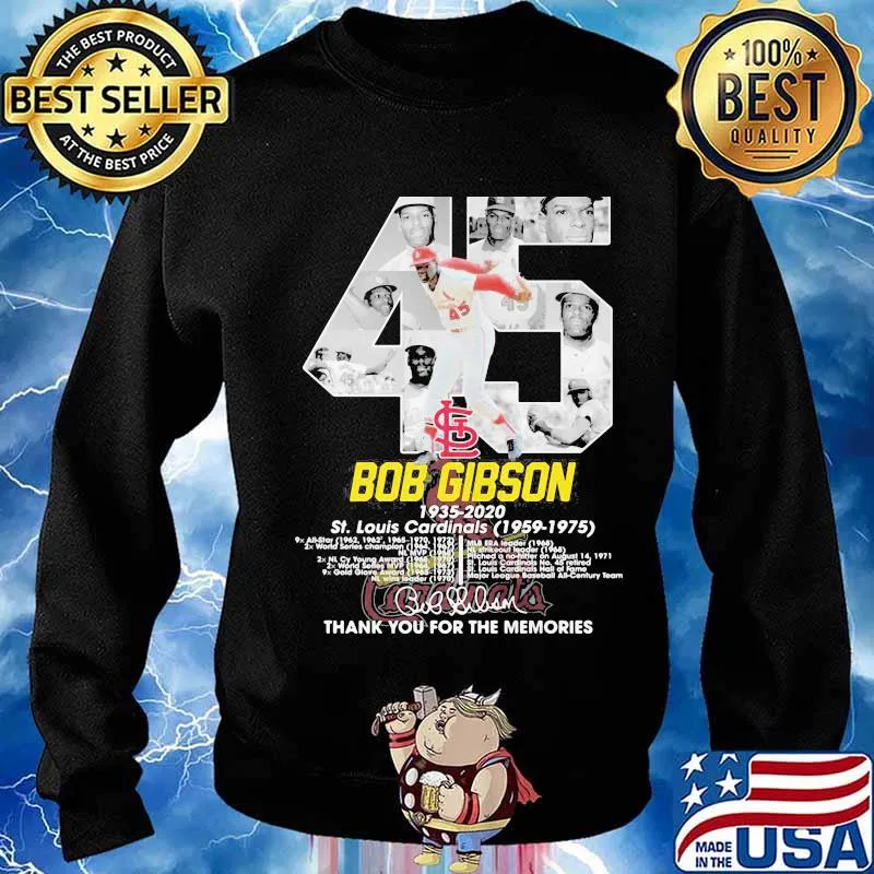 45 bob gibson 1935 2020 st.louis cardinals hank for the memories signature s Sweater