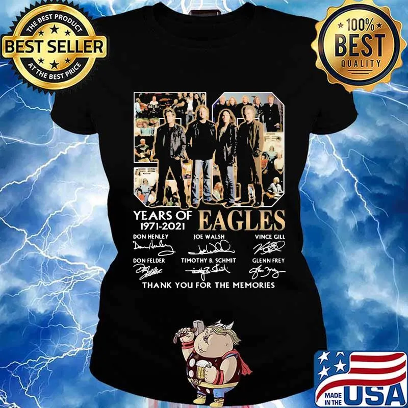 50 years of 1971 2021 eagles thank for the memories signatures s Ladies tee