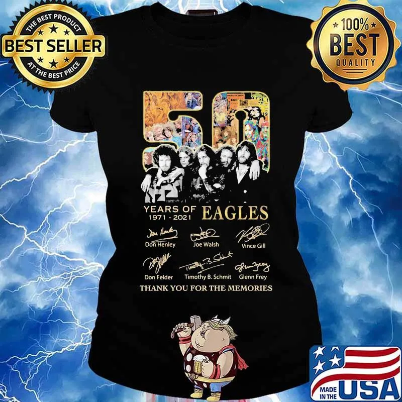 50 years of 1971 2021 eagles thank for the memories signatures vintage s Ladies tee