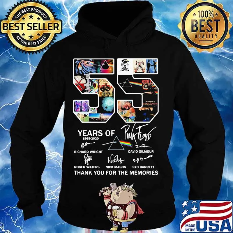 55 years of 1965 2020 pink floyd thank for the memories signatures s Hoodie