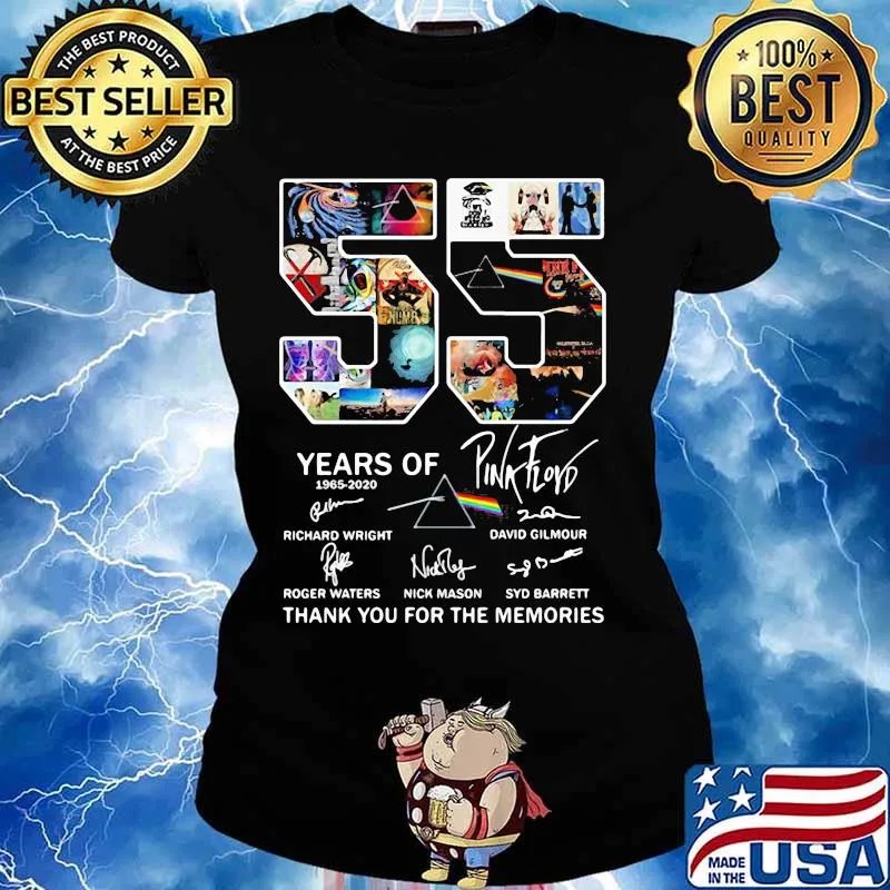 55 years of 1965 2020 pink floyd thank for the memories signatures s Ladies tee