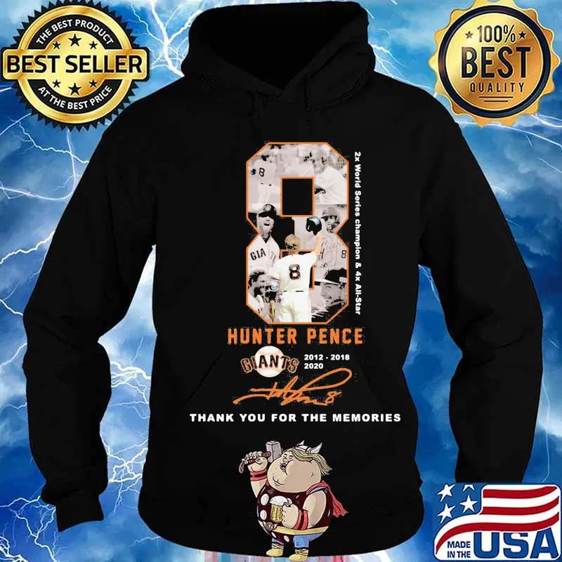8 hunter pence san francisco giants 2012 2020 thank for the memories signature s Hoodie