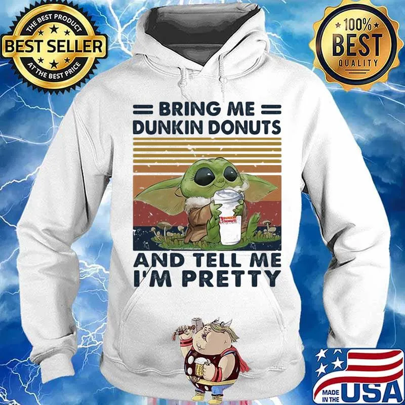 Baby yoda bring me dunkin donuts and tell me i'm pretty vintage retro s Hoodie