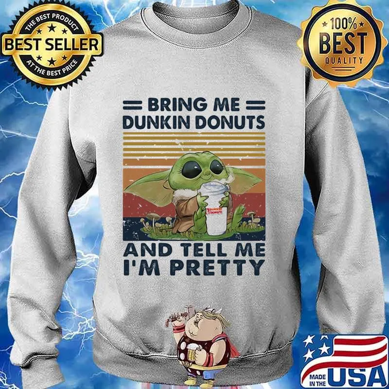 Baby yoda bring me dunkin donuts and tell me i'm pretty vintage retro s Sweater
