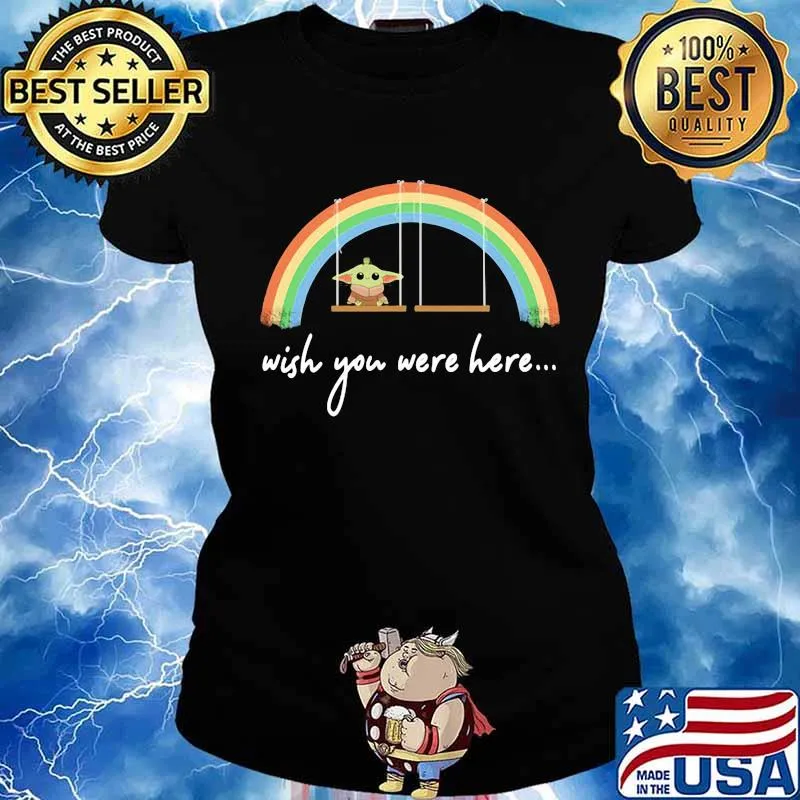 Baby yoda wish you were here rainbow lgbt s Ladies tee