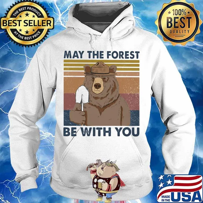 Bear may the forest be with you vintage retro s Hoodie