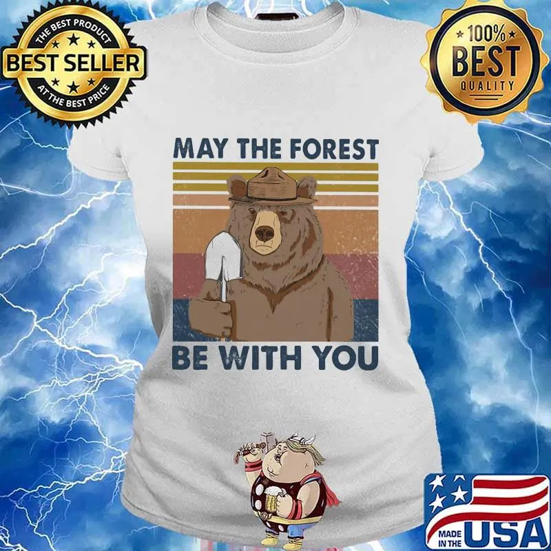 Bear may the forest be with you vintage retro s Ladies tee