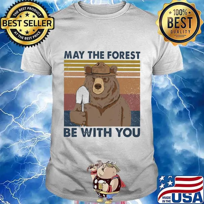 Bear may the forest be with you vintage retro shirt