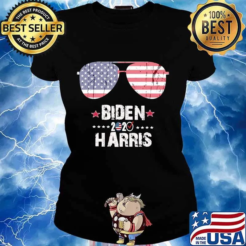 Biden Harris 2020 American Flag Sunglasses T-Shirt Ladies tee