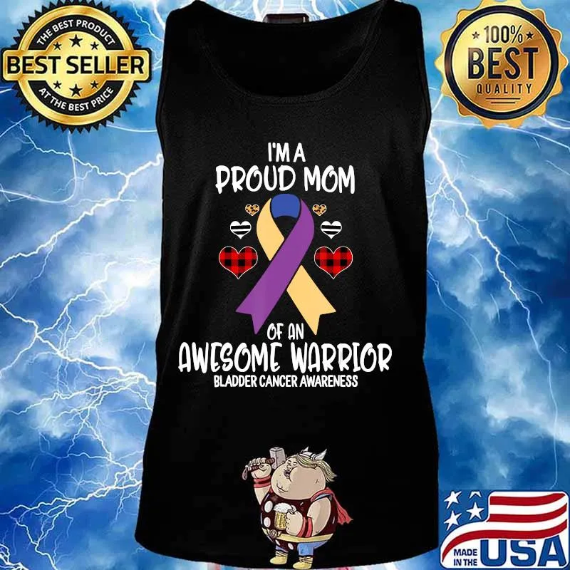 Bladder Cancer Awareness I'm Proud Mom of Awesome Warrior T-Shirt Tank top