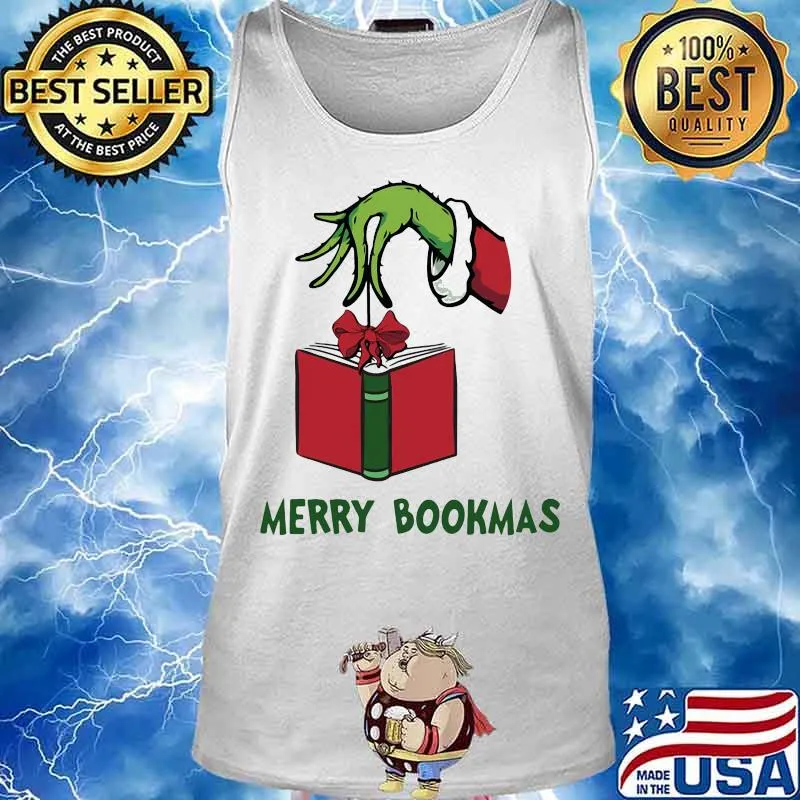 Book merry bookmas santa xmas s Tank top