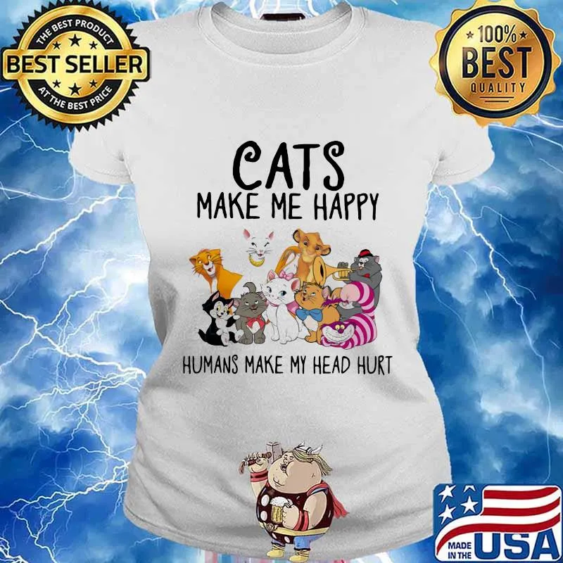 Cats make me happy humans make my head hurt s Ladies tee