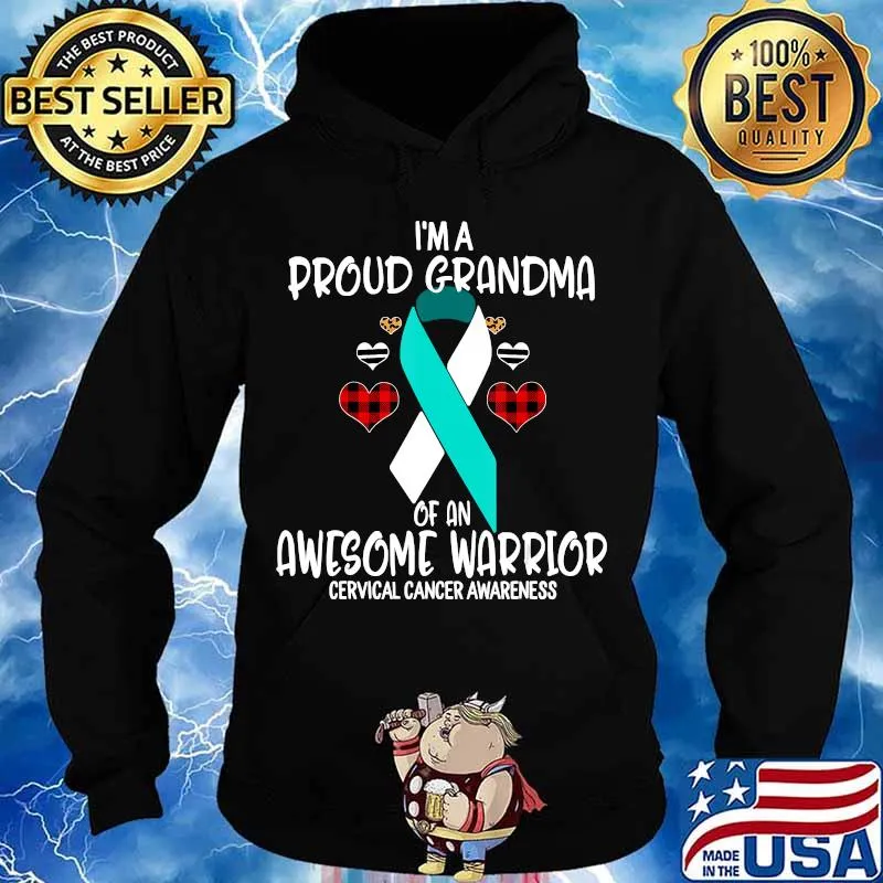 Cervical Cancer Awareness I'm Proud Grandma of Awesome Warri T-Shirt Hoodie