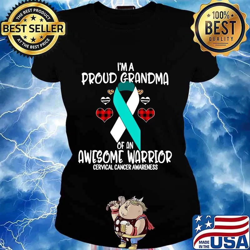 Cervical Cancer Awareness I'm Proud Grandma of Awesome Warri T-Shirt Ladies tee