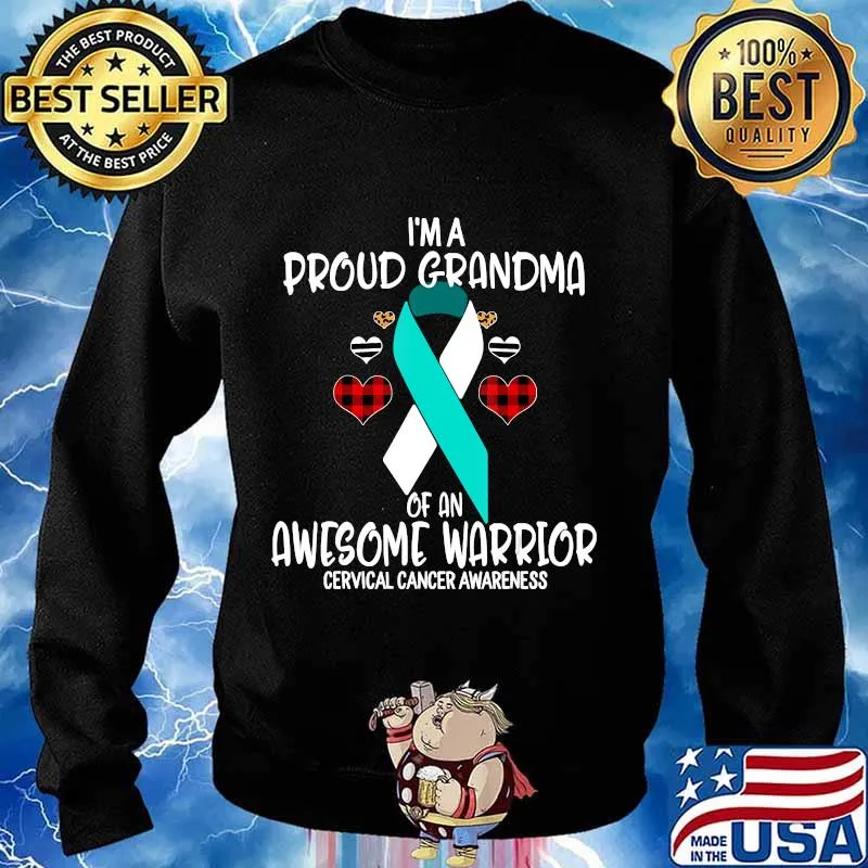 Cervical Cancer Awareness I'm Proud Grandma of Awesome Warri T-Shirt Sweater