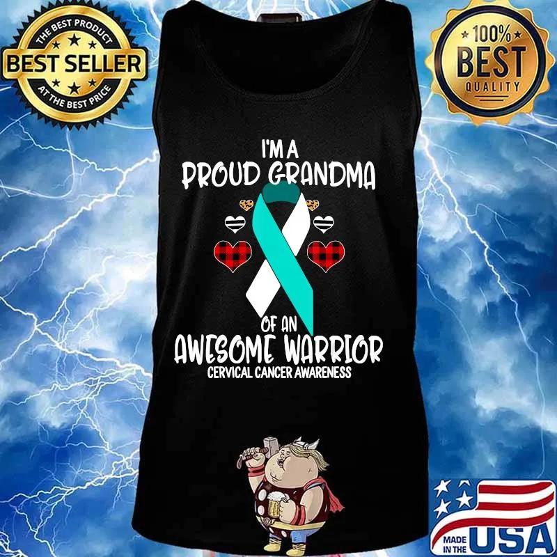 Cervical Cancer Awareness I'm Proud Grandma of Awesome Warri T-Shirt Tank top