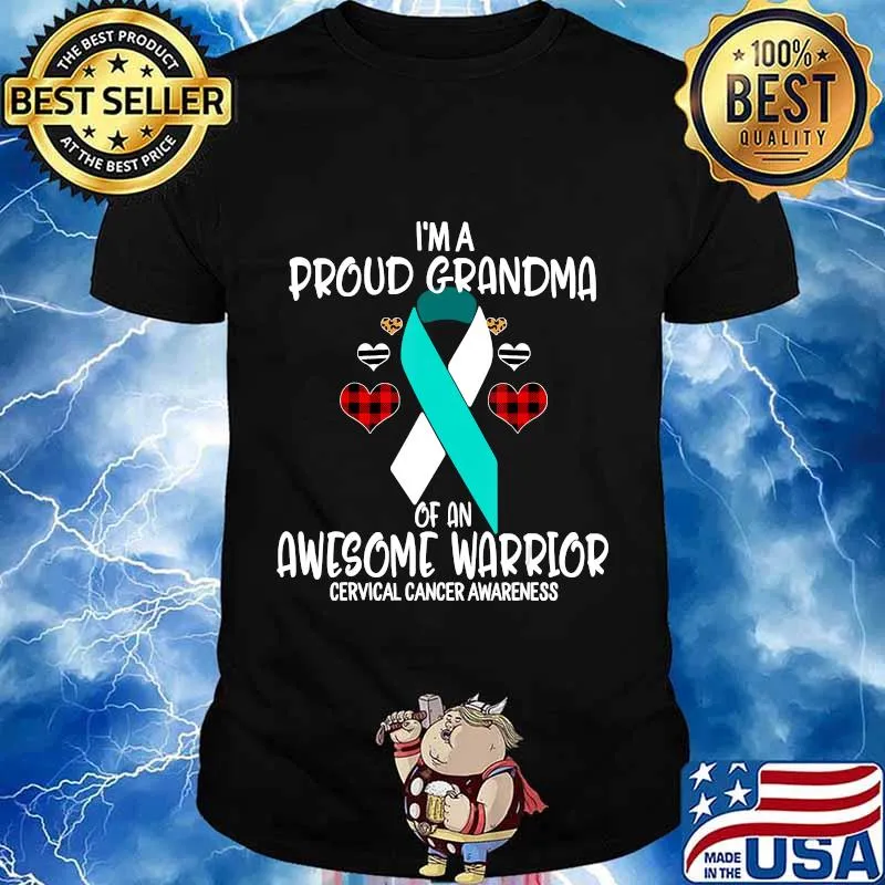 Cervical Cancer Awareness I'm Proud Grandma of Awesome Warri T-Shirt