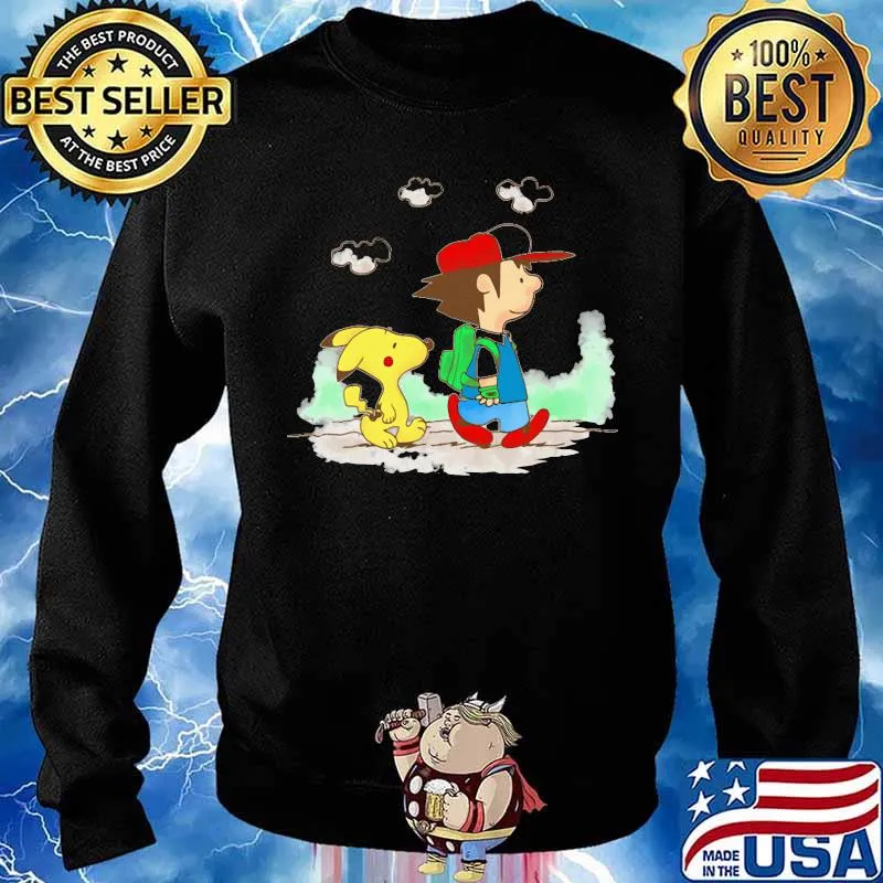 Charlie brown and snoopy pikachu cartoon s Sweater