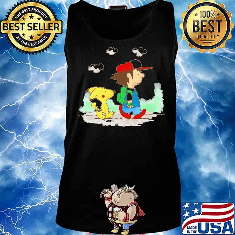 Charlie brown and snoopy pikachu cartoon s Tank top