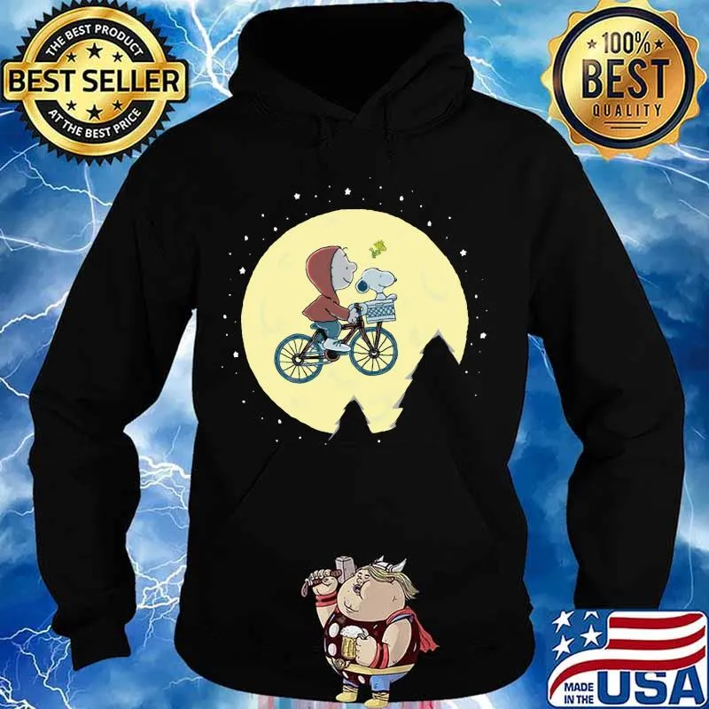 Charlie brown and snoopy riding bicycle moon s Hoodie