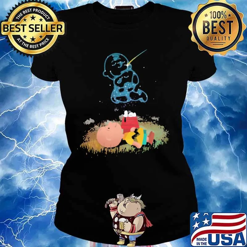 Charlie brown and snoopy sightseeing star wars s Ladies tee