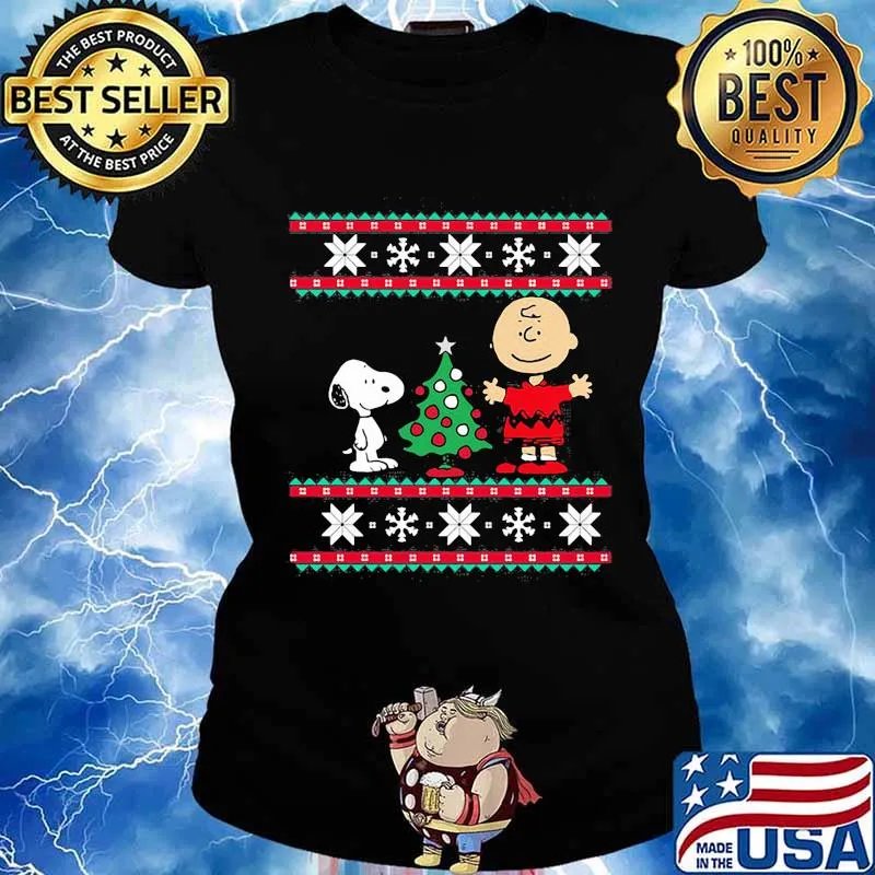 Charlie brown and snoopy ugly christmas s Ladies tee