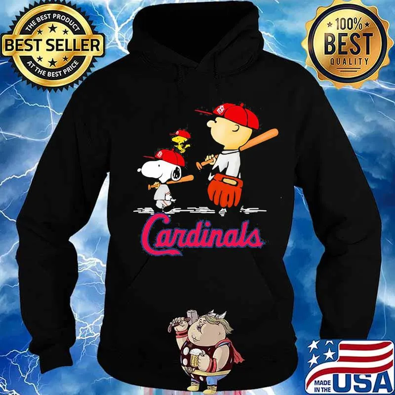 Charlie brown snoopy and woodstock cardinals baseball s Hoodie