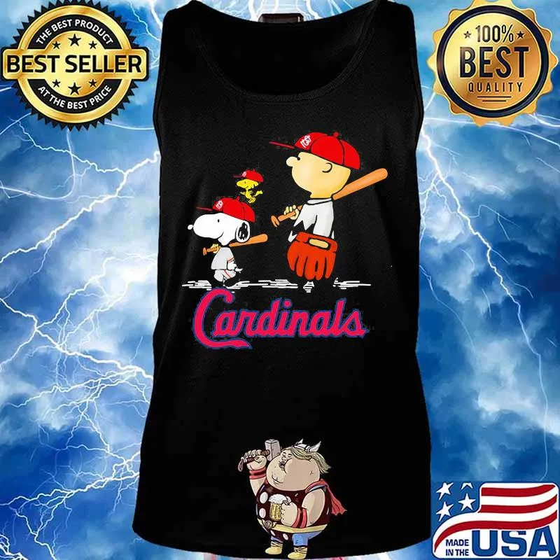 Charlie brown snoopy and woodstock cardinals baseball s Tank top