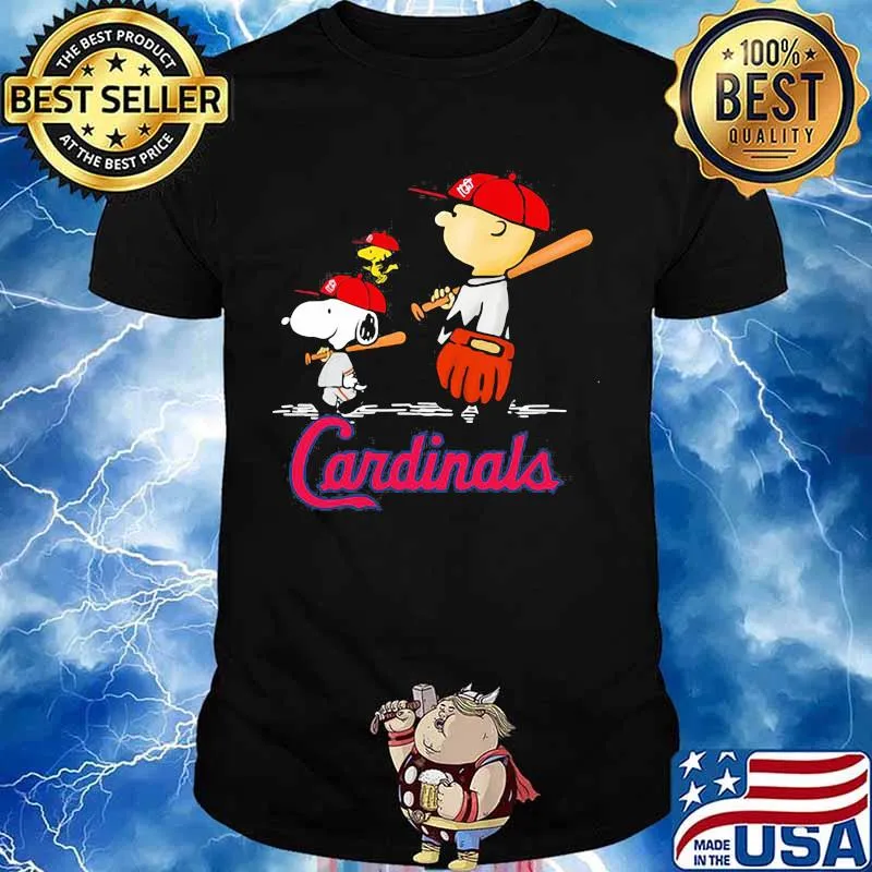 Charlie brown snoopy and woodstock cardinals baseball shirt