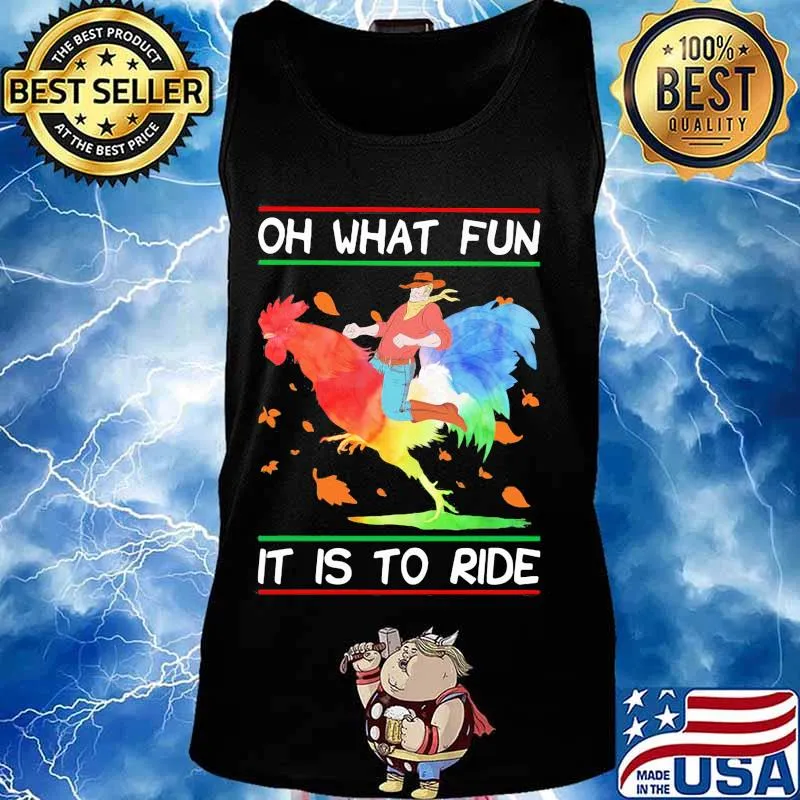 Chicken oh what fun it is to ride leaves fall s Tank top