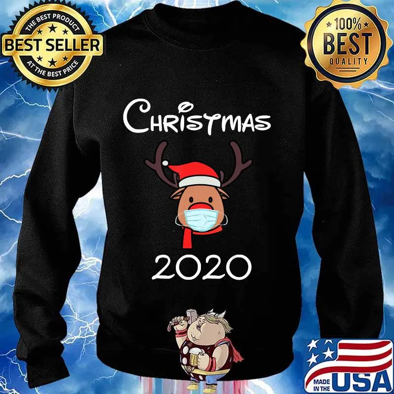 Christmas 2020 Rudolph Reindeer Mask Funny Matching Family T-Shirt Sweater