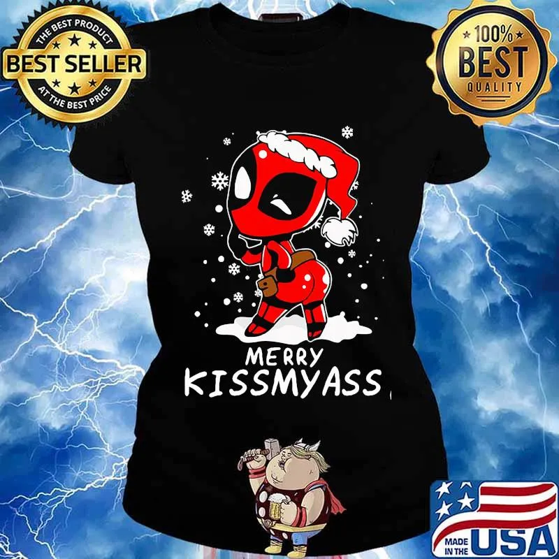 Christmas deadpool santa merry kissmyass s Ladies tee