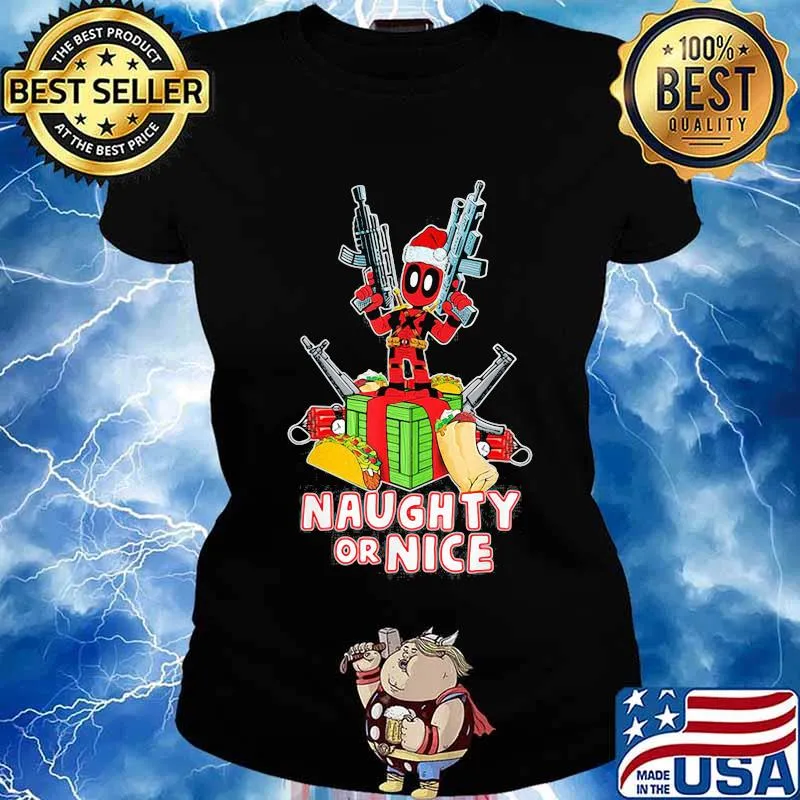 Christmas deadpool santa naughty or nice s Ladies tee